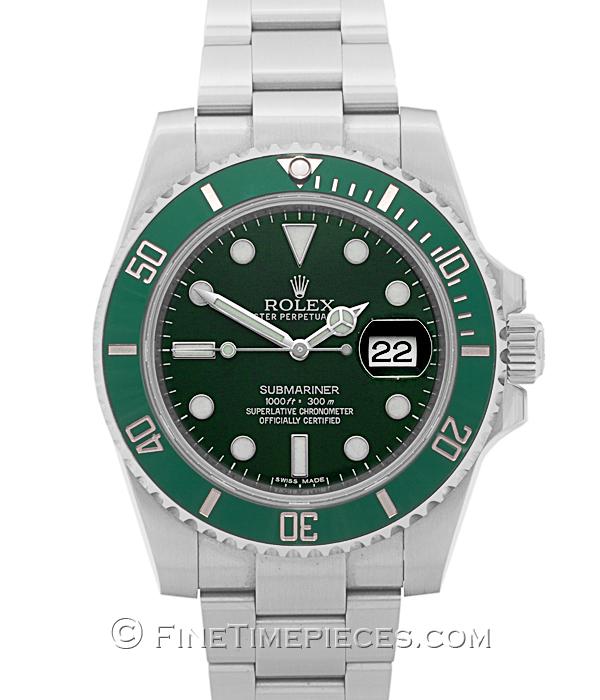 Rolex Submariner Green Dial Stainless Steel Oyster Bracelet Green Ceramic  Bezel Dive Watch 116610LV
